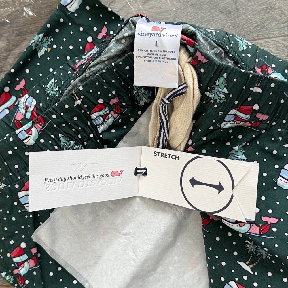 Vineyard Vines Skis and Trees Green Printed Stretch Lounge Pants Size L Unisex - Picture 12 of 14